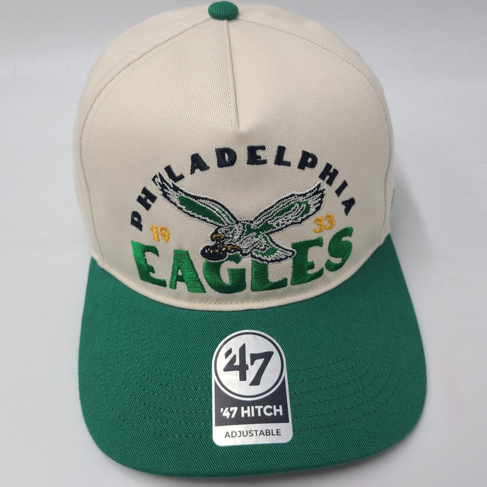 Philadelphia Eagles Hat Snapback 47 Brand Hitch Arcitext Beige Green NFL Men
